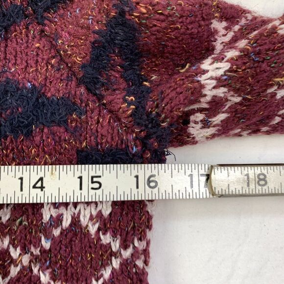 Anthropologie Moth Vera Fringe Cardigan XS S Sweater Aztec Cotton Red Cream Fall - Picture 6 of 15